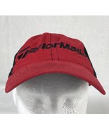 Taylor Made Burner Baseball Cap Hat Strap Back Curved Bill Red Black Cotton - $234.56 MXN