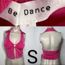 Hot Pink Halter Stretchy Crop Top Blouse~Size S - £14.90 GBP