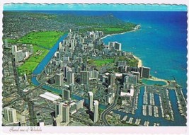 Hawaii Postcard Waikiki Beach &amp; Diamond Head Aerial View - £3.07 GBP