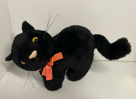 Adorable vintage black cat plush stuffed halloween small arch back - £11.26 GBP