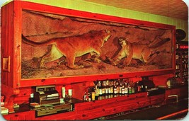 Interior Rustic Bar Lounge Mountain Lion Display Saratoga WY Chrome Postcard T12 - £7.30 GBP