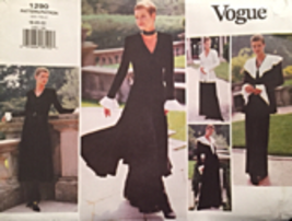 Vogue Wide Collar Poet Shirt, Coat, Skirt, Palazzo Pants Size 6-10 Pattern 1290 - £19.61 GBP