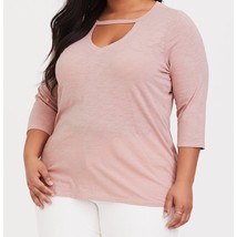 Torrid Blush Pink Choker Tee Womens Size 1 1X Peep Neck 3/4 Sleeve Top Shirt NWT - £19.57 GBP