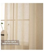 New Faux Linen Curtain Panels Beige 52x84 Inch Set Of Two New In Package  - $18.32