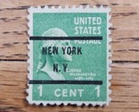 US Stamp George Washington 1c Used Green New York NY - £1.48 GBP