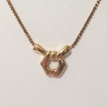 Vintage Monet Necklace Knot Gold Tone Delicate Dainty 80s Abstract Geome... - £19.73 GBP