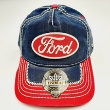 Ford Baseball Cap Hat Embroidered Patch Thick Stitch Strapback Blue Cotton - £15.76 GBP