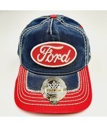 Ford Baseball Cap Hat Embroidered Patch Thick Stitch Strapback Blue Cotton - $19.79