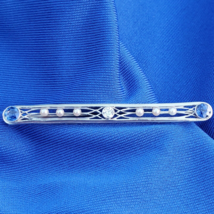 Earth mined Sapphire Diamond Pearl Deco Bar Pin Vintage Antique Platinum Brooch - $2,956.75 CAD