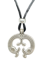 Lunula Necklace Luna Moon Pendant Viking Slavic Asgard Talisman Beaded Tie Cord - £10.11 GBP