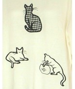 Vtg Sweater Southern Lady Cats Fish Bowl plaid crazy cat Lady Kitsch kit... - £22.17 GBP