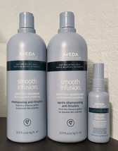 Aveda Smooth Infusion ANTI-FRIZZ Shampoo &amp; Conditioner 33.8oz +Style-Prep 3.4oz - $141.31