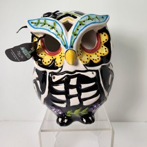 2017 Blue Sky Owl Halloween Day Of The Dead Ceramic Candle Holder Nwt Goldminc - $42.12