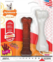 Nylabone Power Chew Durable Dog Chew Toys Twin Pack Chicken and Jerky Flavor 16  - £54.32 GBP