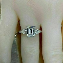 Engagement Ring 2.70Ct Emerald Cut Simulated Diamond 925 Sterling Silver Size 6 - £101.98 GBP