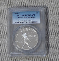 2006 P Ben Franklin Scientist Commemorative Silver Dollar Coin PCGS PR69 DCAM - £52.12 GBP