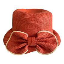 D&amp;Y Orange Paper Straw Cloche Hat with Oversized Bow Summer Sun Hat - $18.00