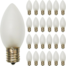25 Pack C9 Frosted White Replacement Light Bulbs, 7W Vintage Incandescent Light  - £15.58 GBP