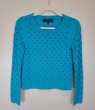 RAG &amp; BONE Diamond Eyelet Scoop Neck Pullover Sweater Blue Bird XS - $18.95