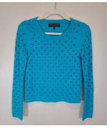 RAG &amp; BONE Diamond Eyelet Scoop Neck Pullover Sweater Blue Bird XS - $25.99 CAD