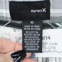 Hurley X Shorts Boys 16 Gray Bermuda Flat Front Plaid Button Zip Pocket ... - $22.75