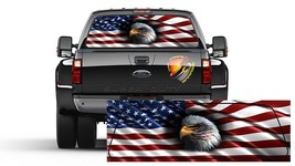 American Flag Eagle Patriotic  Rear Window Perforated Graphic Decal Truck - £39.92 GBP