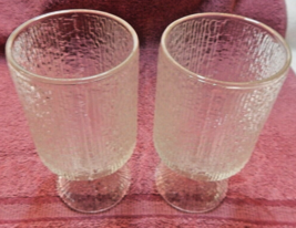 Vtg Mid-Century INDIANA GLASS Crystal Ice Tree Bark Textured Glasses Set Of 2 - £11.66 GBP