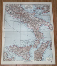 1928 Original Vintage Map Of Southern Italy / Sicily Calabria / Naples - £20.83 GBP