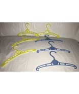 6 Vintage Children’s Plastic Hangers –Yellow Bambi Design (4) &amp; Blue Hea... - £8.78 GBP