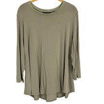 H By Halston Essentials Womens Olive Green Long Sleeve Tunic Top L - $9.60