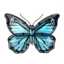 Handmade Blue Metal Butterfly Wall Decoration for Home and Garden Decora... - £39.22 GBP