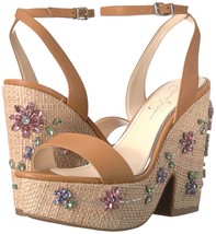 Jessica Simpson Cressia Raffia Rhinestone Flowers Ornament Sandals, Size 9.5  - £79.89 GBP