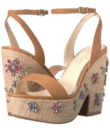 Jessica Simpson Cressia Raffia Rhinestone Flowers Ornament Sandals, Size... - $99.95