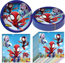 Shunhong Spidey and His Amazing Friends Birthday Themed Party Supplies Set, 20 P - £16.86 GBP