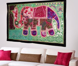 Tapisserie murale indienne vintage coton ethnique éléphant à suspendre décor ... - $30.60