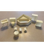 VTG Marx Dollhouse Furniture Bedroom/ Bathroom set LOT Off White corner ... - £25.87 GBP