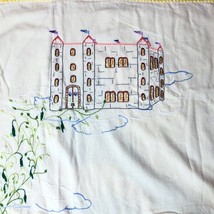 Vintage Hand Made Embroidered Baby Blanket Crib Coverlet Quilt Cottage Castle - £58.37 GBP