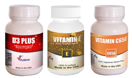 Vitalee High Potency Vitamin C, D3 &amp; E Economy Combo Pack (3X 30ct) - £36.36 GBP
