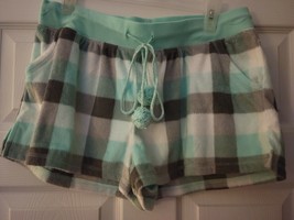 Xhilaration Sleepwear Womens Pajama Bottoms Large Shorts Plaid Adjustable Mint - £14.69 GBP