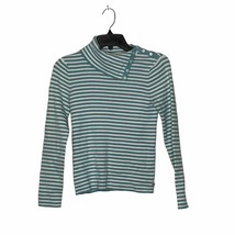 Polo Jeans Company Button Up Turtleneck Sweater Size Medium Turquoise White - £21.80 GBP