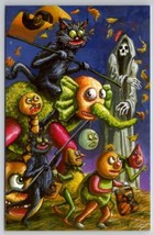 Matthew Kirscht Halloween Lets Go Trick or Treat Skull Shiverbones Postcard MK - £39.92 GBP