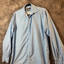 Black Label by Ruffini Dress Shirt Mens Medium 15-15.5 Blue Geometric Sl... - $13.89