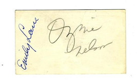 Ozzie Nelson &amp; Emily Lane Autographed Business Card 1939 - £58.85 GBP