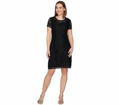 Isaac Mizrahi Live! Womens Stretch Lace Short Sleeve Dress XXS Black - £7.46 GBP