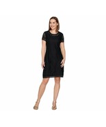 Isaac Mizrahi Live! Womens Stretch Lace Short Sleeve Dress XXS Black - $13.02 CAD