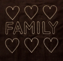 Throw Pillow Cover 18&quot; X 18&quot;  Brown Mahogany Felt FAMILY Spell Out Hearts - £4.77 GBP