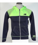 New Balance Zip Front Hooded Jacket Blue &amp; Bright Green Youth Boys Hoodi... - £47.17 GBP
