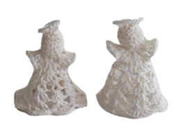 Lot Of 2 Vintage Crochet Starched Lace Angels Christmas Ornaments ~3&quot; Ha... - $159.37 MXN