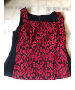 Lane Bryant Plus Size Red &amp; Black Cheetah Print  Ruffle Square Neck Tank... - $35.85