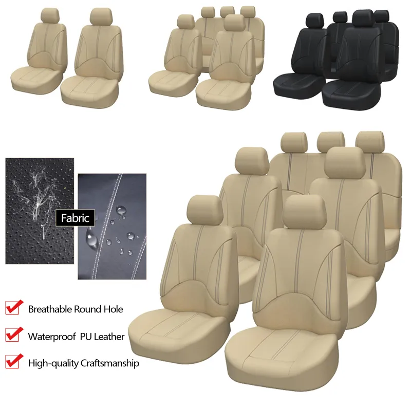 13 Pieces Set Car Seat Cover-Premium Faux Leather Car Front&amp;Back Seat Protectors - £18.07 GBP+